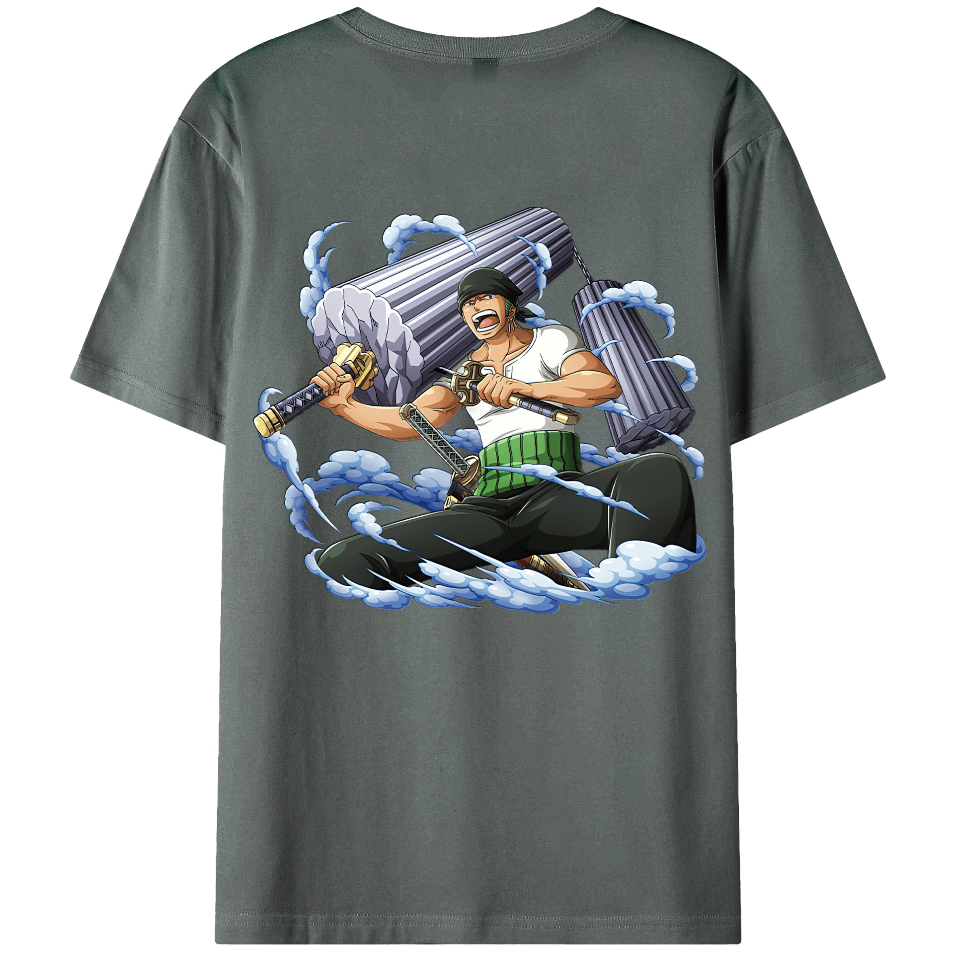 ワンピース ロロノア・ゾロ ONE PIECE Roronoa Zoro 綿100％ メンズ半袖Tシャツ（バックプリント） 通気性